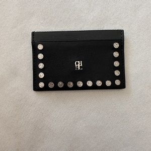 Authentic Carolina Herrera black card holder with studs